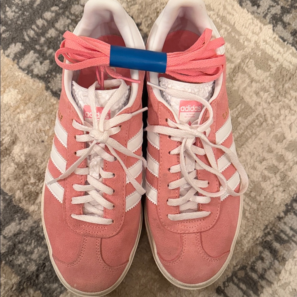 Adidas Women's Pink and White Sneakers